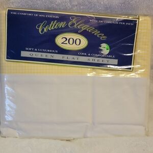 Cotton Elegance Queen Flat Sheet With Yellow Gingham Top Trim